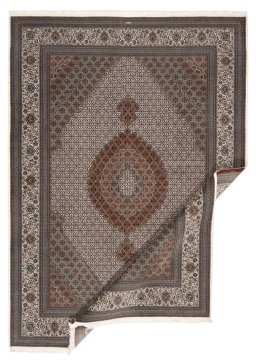 Close-up detail of New Tabriz Silk rug from Iran / Persia showing Wool weave