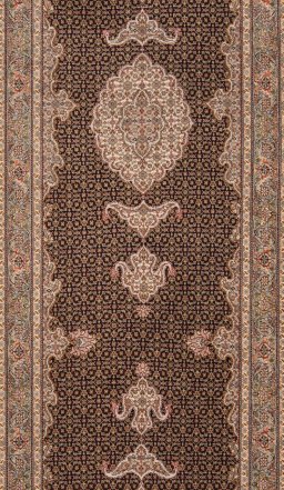Corner detail of New Tabriz Silk rug showing border pattern and Wool pile