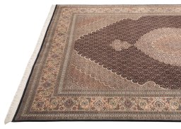 Surface texture of New Tabriz Silk rug with natural Wool and intricate pattern