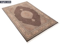Full view of New Tabriz Silk rug from Iran / Persia, 295 × 197 cm in Blue tones