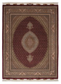Full view of New Tabriz Silk rug from Iran / Persia, 265 × 200 cm in Multi Color tones
