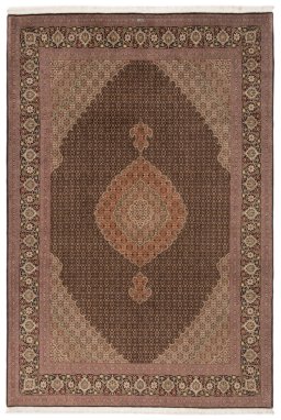 Full view of New Tabriz Silk rug from Iran / Persia, 300 × 200 cm in Multi Color tones