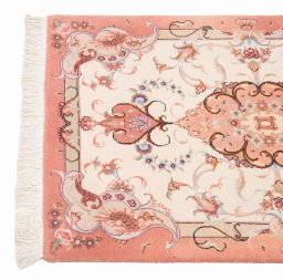 Central medallion detail of New Tabriz Silk rug from Iran / Persia