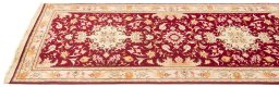 Corner detail of New Tabriz Silk rug showing border pattern and Wool pile