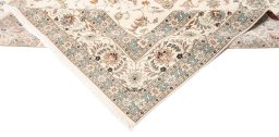 Full view of New Tabriz Silk rug from Iran / Persia, 396 × 305 cm in Beige tones