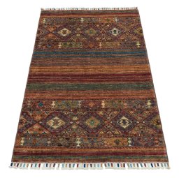 Surface texture of New Samarkand rug with natural Wool and intricate pattern