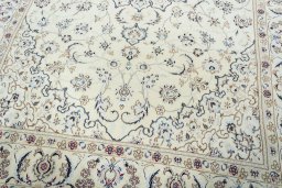 Close-up detail of 2000s Nain rug from Iran / Persia showing Wool weave