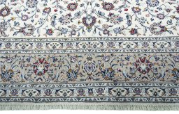 Full view of 2000s Kashan rug from Iran / Persia, 383 × 272 cm in Beige tones