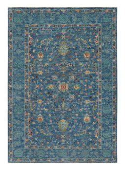 Full view of New Farahan rug from Pakistan, 240 × 169 cm in Blue tones