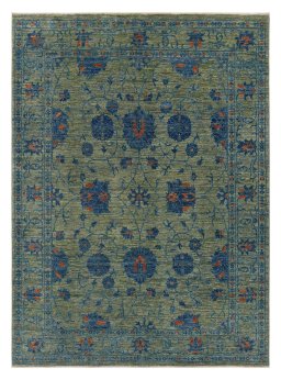 Full view of New Farahan rug from Pakistan, 202 × 150 cm in Green tones