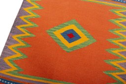 Surface texture of New Kilim Sofre rug with natural Wool and intricate pattern