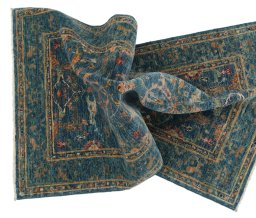 Full view of New Farahan rug from Pakistan, 136 × 79 cm in Blue tones