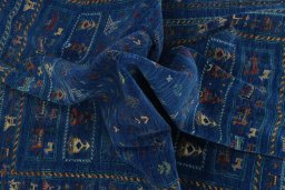 Full view of New Samarkand rug from Pakistan, 249 × 205 cm in Blue tones