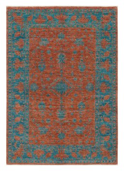 Full view of New Farahan rug from Pakistan, 195 × 139 cm in Yellow tones