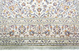 Full view of 2000s Kashan rug from Iran / Persia, 297 × 196 cm in Beige tones