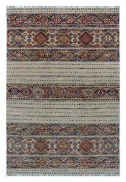 Full view of New Samarkand rug from Pakistan, 293 × 201 cm in Gray tones