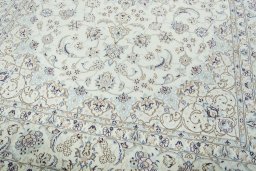 Close-up detail of 2000s Nain rug from Iran / Persia showing Wool weave