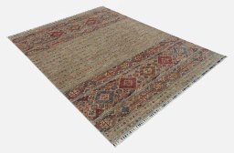 Corner detail of New Samarkand rug showing border pattern and Wool pile