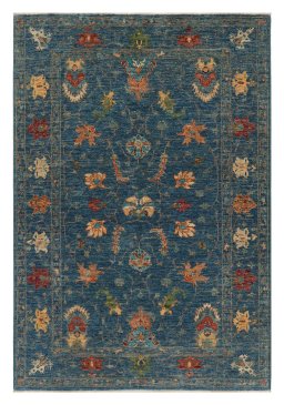 Full view of New Farahan rug from Pakistan, 182 × 124 cm in Blue tones