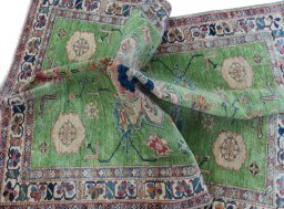 Full view of New Kazak rug from Pakistan, 192 × 146 cm in Green tones