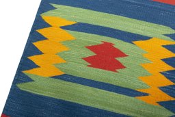 Surface texture of New Kilim Sofre rug with natural Wool and intricate pattern