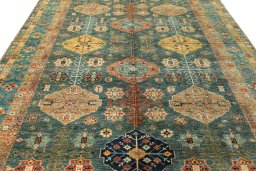Central medallion detail of New Kazak rug from Pakistan