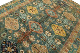 Close-up detail of New Kazak rug from Pakistan showing Wool weave