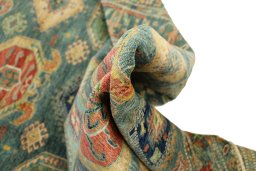 Surface texture of New Kazak rug with natural Wool and intricate pattern