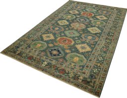 Close-up detail of New Kazak rug from Pakistan showing Wool weave