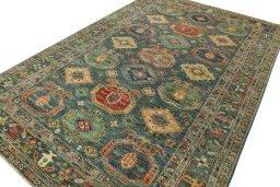 Central medallion detail of New Kazak rug from Pakistan