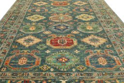 Close-up detail of New Kazak rug from Pakistan showing Wool weave