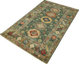 Close-up detail of New Kazak rug from Pakistan showing Wool weave
