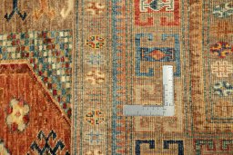 Close-up detail of New Kazak rug from Pakistan showing Wool weave