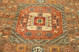 Central medallion detail of New Kazak rug from Pakistan