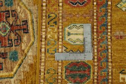 Close-up detail of New Kazak rug from Pakistan showing Wool weave