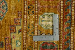 Close-up detail of New Kazak rug from Pakistan showing Wool weave