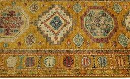 Close-up detail of New Kazak rug from Pakistan showing Wool weave