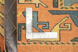 Full view of New Kazak rug from Armenia, 236 × 172 cm in Multi Color tones