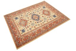Close-up detail of New Kazak rug from Pakistan showing Wool weave