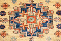 Central medallion detail of New Kazak rug from Pakistan