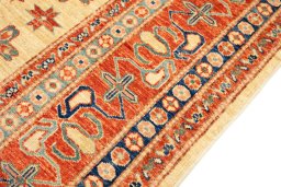 Close-up detail of New Kazak rug from Pakistan showing Wool weave