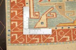 Full view of New Kazak rug from Armenia, 231 × 155 cm in Blue tones