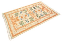 Corner detail of New Kazak rug showing border pattern and Wool pile