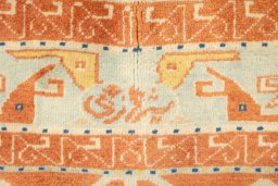 Close-up detail of New Kazak rug from Armenia showing Wool weave