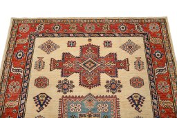 Surface texture of New Kazak rug with natural Wool and intricate pattern