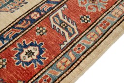 Close-up detail of New Kazak rug from Pakistan showing Wool weave