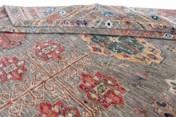Surface texture of New Kazak rug with natural Wool and intricate pattern