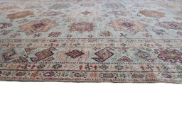 Close-up detail of New Kazak rug from Pakistan showing Wool weave