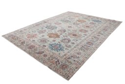 Corner detail of New Kazak rug showing border pattern and Wool pile