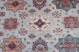 Close-up detail of New Kazak rug from Pakistan showing Wool weave
